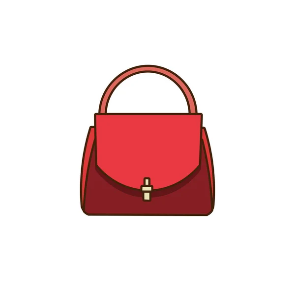 Kvinnor Handväska Ikon Vektor Bild Platt Design Stil Röd Färg — Stock vektor