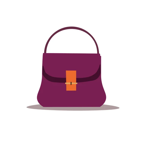 Bolso Para Mujer Color Púrpura Estilo Diseño Plano — Vector de stock