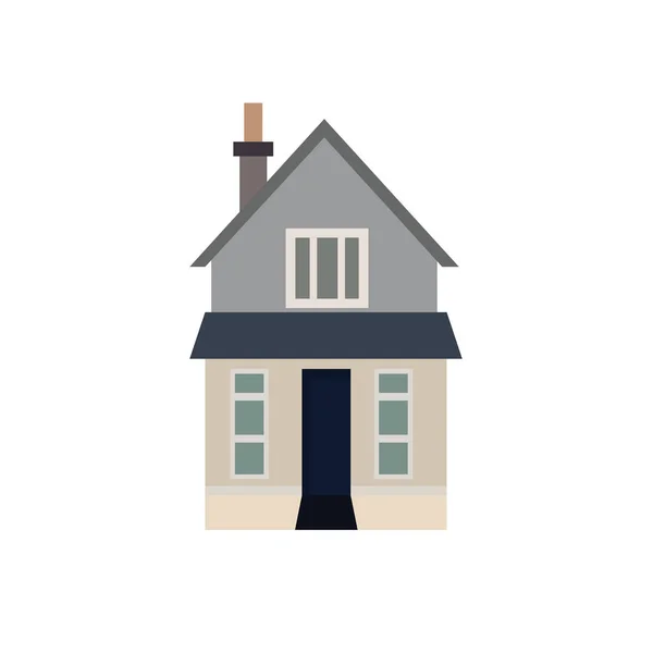 Ilustrasi Rumah Bergaya Datar Vektor Ikon Bangunan Rumah Bergaya Kartun - Stok Vektor