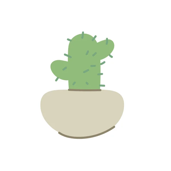 Cartoon Kaktus Rostlina Hrnci Vektorové Ilustrace Designové Prvky Šablony Domácí — Stockový vektor