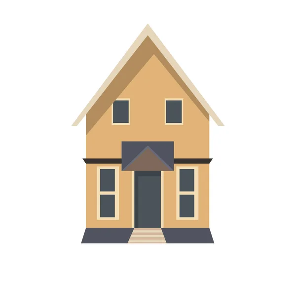 西洋の小さな家の建物のイラスト 現代平らな家のベクトル — ストックベクタ
