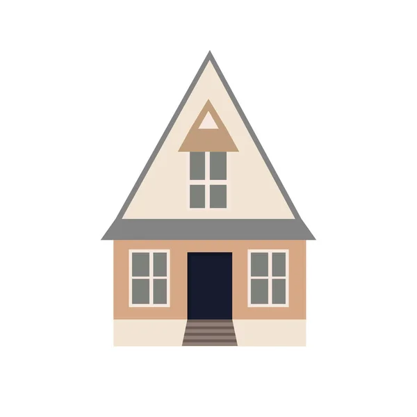 Europese Kleine Huis Illustratie Westelijk Huis Platte Design Stijl — Stockvector