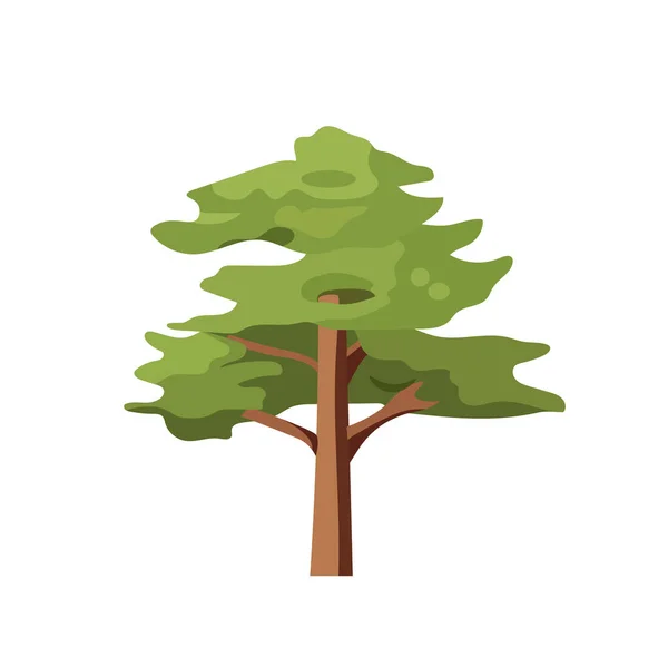 Árvore Verde Plana Ilustração Design Template Elements Cartoon Tropical Vetor —  Vetores de Stock
