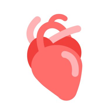 İnsan kalbi organ ikonu vektör çizimi, şirin düz simge tasarımı