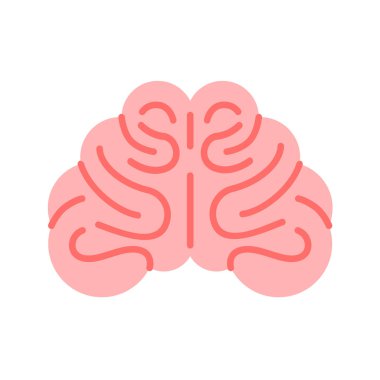 İnsan beyin organı ikonu vektör illüstrasyon tasarımı, zihin düz ikon tasarımı, ön görüş