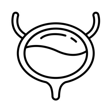 Mesane ikonu vektör çizimi, çizgi sanat tarzı ikonu, insan iç organları