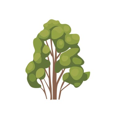 Beyaz arkaplanda izole edilmiş eşsiz çizgi film ağaç illüstrasyonu - Vektör