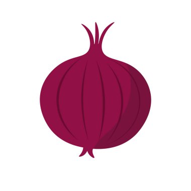 Kırmızı soğan yassı ikon vektör çizimi, mor ya da mavi soğan çizgi film tarzında sebze, gıda malzemeleri