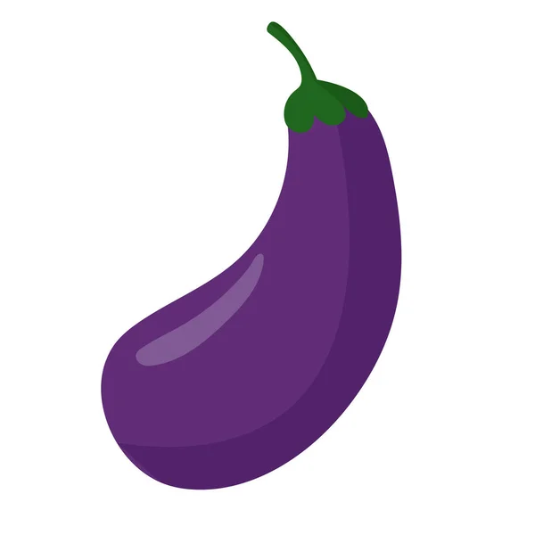 Eggplant Beringela Ícone Plano Vetor Ilustração Brinjal Vegetal Baigan Estilo — Vetor de Stock