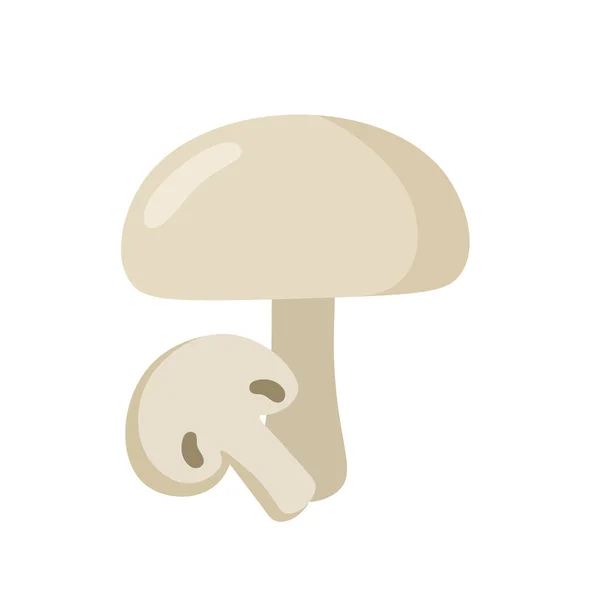 白色蘑菇扁平图标矢量插图 生食配料 — 图库矢量图片#