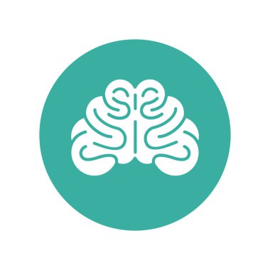 İnsan beyin organı ikonu vektör çizimi, zihin ikonu tasarımı, daire şekli
