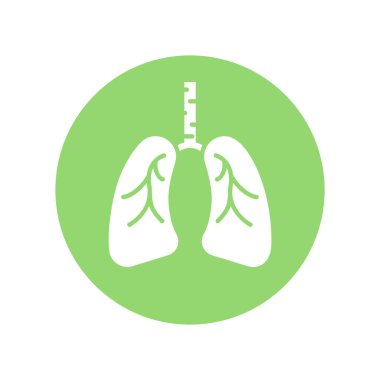 Akciğer ikonu vektör çizimi, akciğerler düz daire simgesi tasarımı