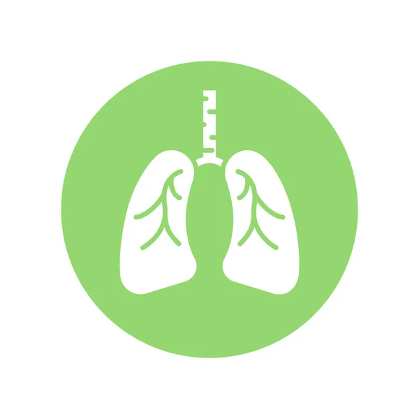 Akciğer Ikonu Vektör Çizimi Akciğerler Düz Daire Simgesi Tasarımı — Stok Vektör