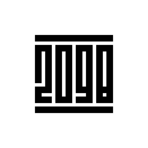 2098 Boldog Évet Szöveg Logo Design Sablon Fekete Fehér Háttér — Stock Vector