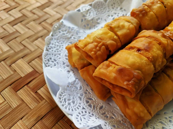 Risol Tahu Kulit Pangsit Risol Tofu Dumpling Hud Olika Rätter — Stockfoto