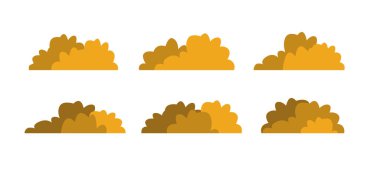 Sonbahar ya da sonbahar çalı vektörü, çizgi film çalıları çizim seti