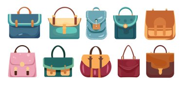 Moda kadınları çanta vektör resmi, el çantası simgesi düz çizim tasarımı