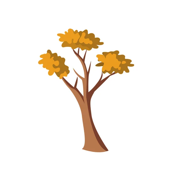 Yellow Color Autumn Tree Cartoon Style Vector Illustration — Stock Vector