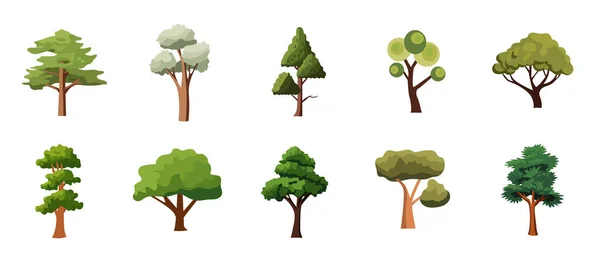 Obrázek Sady Stromů Vektorová Ilustrace Zelených Stromů — Stockový vektor