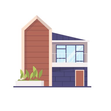 Minimalist ev tasarımı fikri, küçük ev düz vektör çizimi, küçük ev resmi