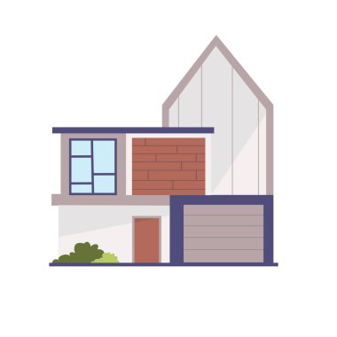 Modern lüks ev tasarımı, düz vektör illüstrasyonunda minimalist ev