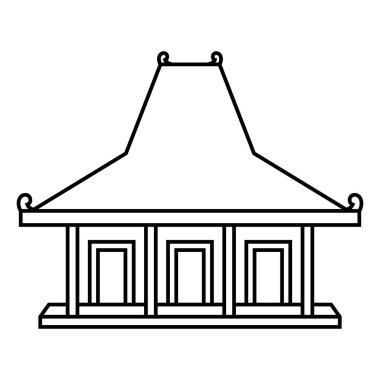 Omah geleneksel jawa, java geleneksel evi, klasik java Endonezya ev modeli. çizgi sanatı biçimi
