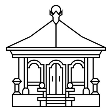 Bali geleneksel ev vektörü illüstrasyon tasarımı şablon elementleri, Endonezya antik mimarisi, çizgi sanatı tarzı