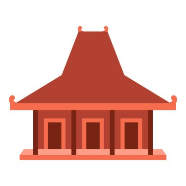 Jawa ya da Cava geleneksel ev vektör çizimi şablon elementleri, Endonezya 'nın antik mimarisi, rumah adat joglo