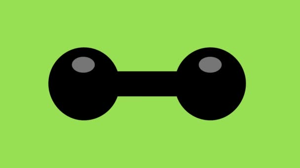 Einfache Hantel Icon Animation Auf Grünem Bildschirmhintergrund Hanteln Silhouetten Vektor — Stockvideo