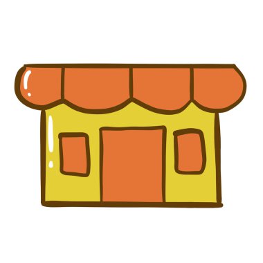Mağaza binası ikon vektörü, çevrimiçi mağaza pazar çizimi tasarımı, çizgi film tarzında market sembolü