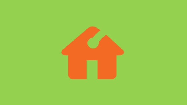 带有价格标签动画的房子 绿色屏幕背景上的家庭销售标识图标 — 图库视频影像
