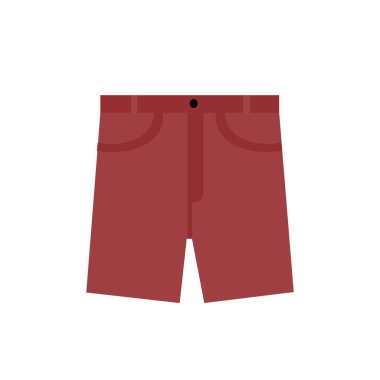 Seragam Anak sekolah dasar veya SD. Endonezya ilkokulu çocuk üniformaları, kırmızı şortlar düz vektör çizimi