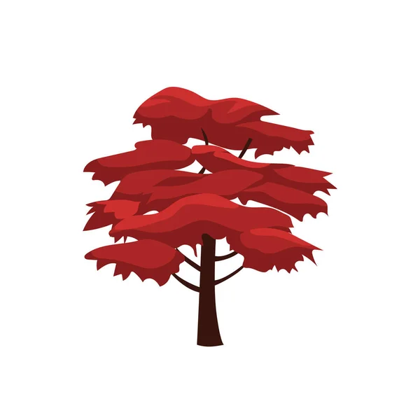 Boom Met Rode Bladeren Bos Planten Vector Illustratie Natuurlijke Abstracte — Stockvector