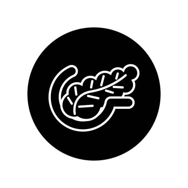 Pankreas organ simgesi vektör illüstrasyonu, çizgi sanatı, siyah yuvarlak simge