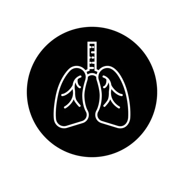 ラングオルガンアイコンベクターイラスト ラインアートスタイルのヒト肺 ブラックラウンドアイコン — ストックベクタ