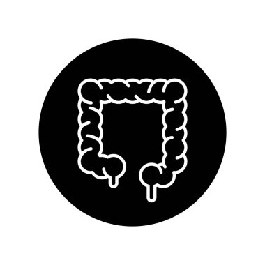 Kolon organ ikonu vektör illüstrasyonu, kalın bağırsak iç organları, siyah halka simgesi