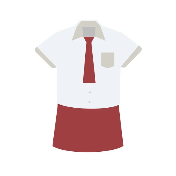 Seragam Anak Perempuan Seragam Sekolah Dasar Elementary School Uniform Flat — Vector de stock
