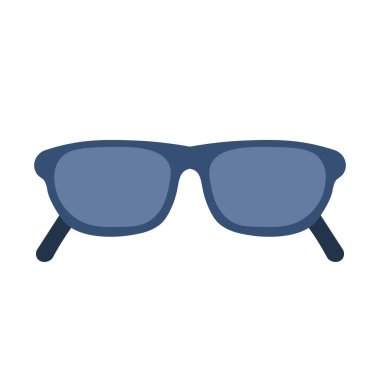 Siyah gözlükler, düz dizayn tarzında gözlük, beyaz arka planda izole edilmiş.