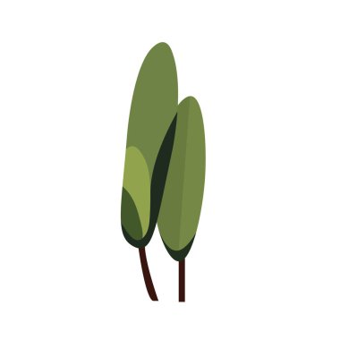 Çizgi film yeşil ağaç şablon elementleri, beyaz arkaplanda izole