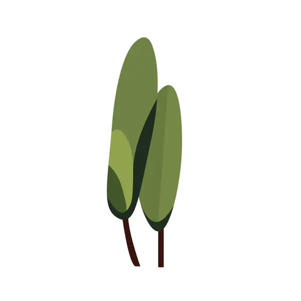 Cartoon Grüne Baumschablonen Isoliert Auf Weißem Hintergrund — Stockvektor