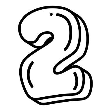 2 numaralı sevimli vektör illüstrasyonu, çizgi film iki numaralı çizgi film, çizgi roman tarzı.