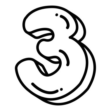 Sevimli komik numara 3 vektör illüstrasyonu, komik çizgi film numara 3 yazı tipi satır sanatı tarzı