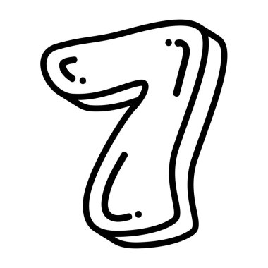 Sevimli komik numara 7 vektör illüstrasyonu, komik çizgi film numara 7 sanat tarzında yazı tipi