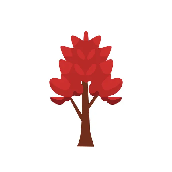 Beyaz Arkaplanda Izole Edilmiş Basit Kırmızı Ağaç Vektörü Çizimi — Stok Vektör