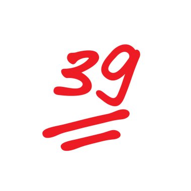39 puanlık sınav puanı, 39 puanlık not, beyaz arkaplanda izole edilmiş - vektör