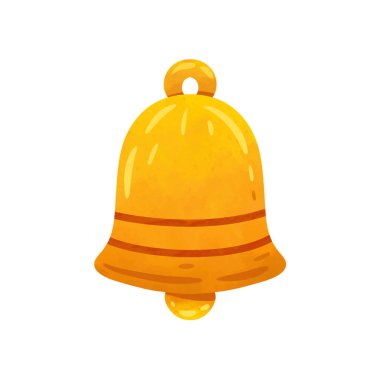 Beyaz arkaplanda izole edilmiş sevimli uyarı çanı ikonu vektör illüstrasyonu, sarı kapı zili