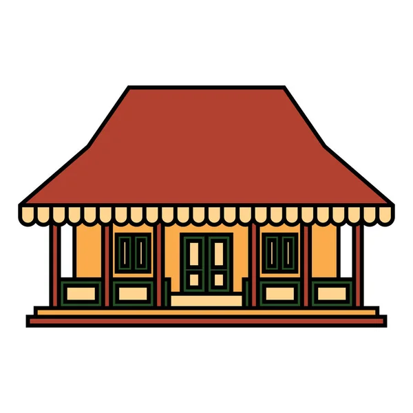 Rumah Adat Kebaya Betawi Casa Tradicional Yakarta Indonesia Ilustración Vectorial — Vector de stock