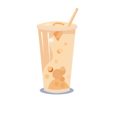 Süt köpüğü çay vektörü, süt boba içeceği, tapyoka incileri ya da tapyoka top görüntüsü
