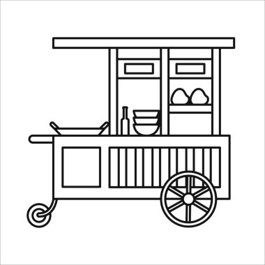 Sanat tarzında kızarmış pirinç arabası, gerobak nasi goreng veya nasgor, gerobak mie goreng abang-abang, gerobak kwetiau veya capcai