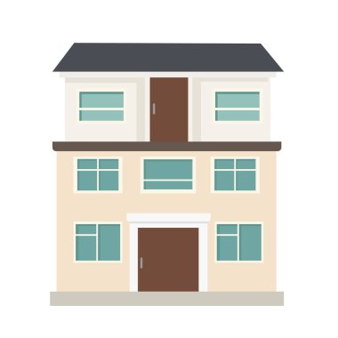 Emlak binası düz tasarım çizimi, şehir evi ya da apartman simgesi - Vektör
